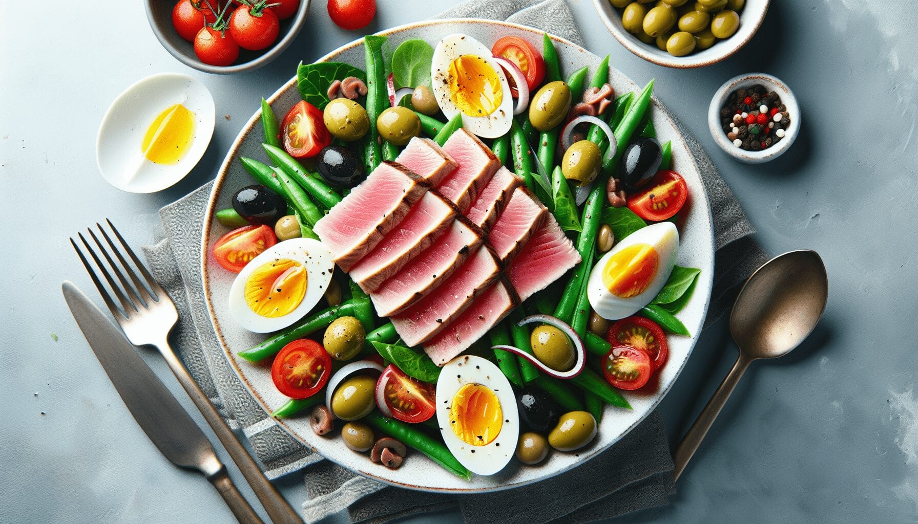 Keto Nicoise Salad With Seared Tuna